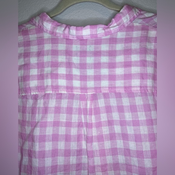 💥BOGO💥 Gap Ling Sleeved Pink and White Checked Linen Tunic - Picture 7 of 9